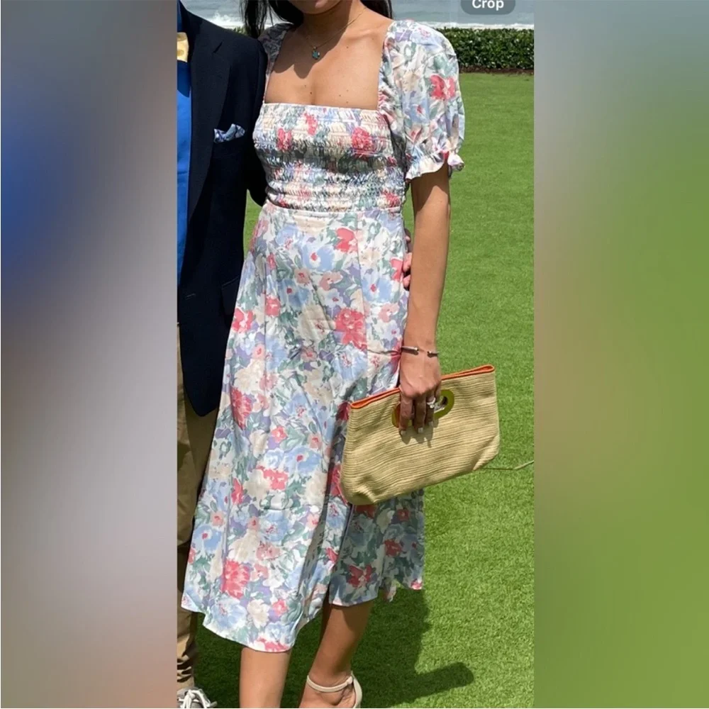 Astr Puff Sleeve Midi Floral Dress size M - Picture 2 of 15